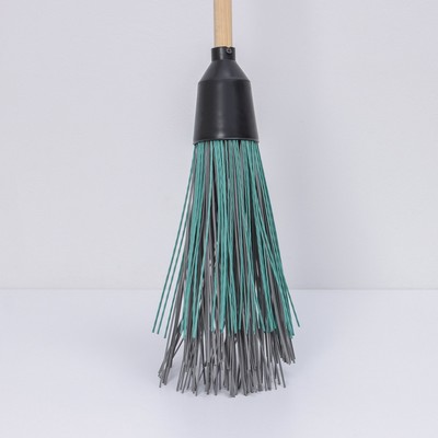 Метла полипропиленовая, наборная, с черенком, 3 фланца, МИКС