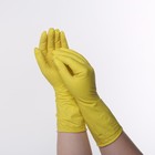 Перчатки резиновые Dora, с хлопковым напылением «Универсальные», размер M, цвет жёлтый - Фото 3
