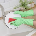 Перчатки резиновые «С экстрактом алоэ», с хлопковым напылением , размер S, цвет зелёный - Фото 1