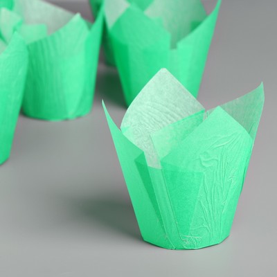 Форма для выпечки "Тюльпан", зелёная заливка, 5 х 8 см