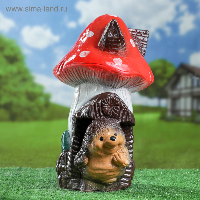 Садовая фигура "Ежик под грибом", 35 см - Фото 1