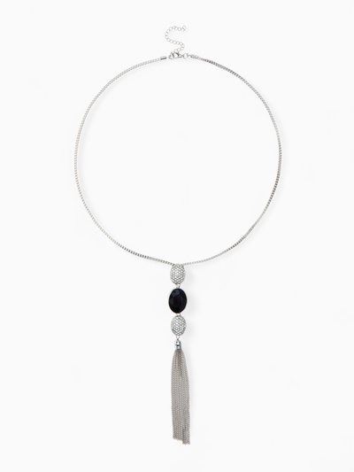 Кулон на цепочке «Утончённость», овалы с цепочкой, чёрно-белый в серебре, 60 см