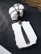 Кулон на цепочке «Утончённость», овалы с цепочкой, чёрно-серый в сером металле, 65 см - Фото 4