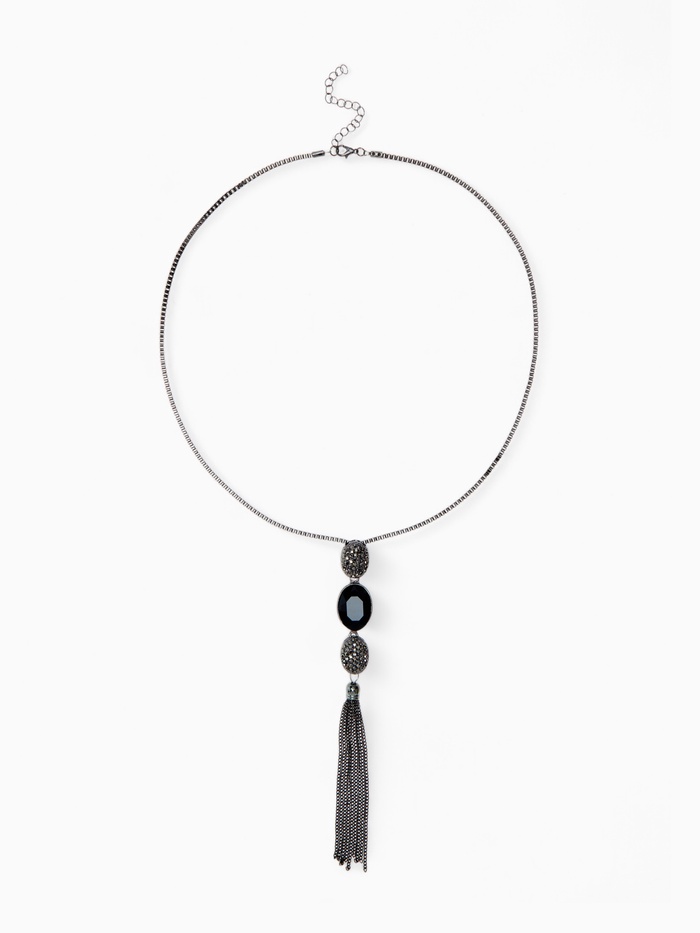 Кулон на цепочке «Утончённость», овалы с цепочкой, чёрно-серый в сером металле, 65 см - Фото 1