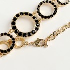 Браслет со стразами «Цепь» плоские кольца, цвет изумрудный в золоте, 24см - Фото 2