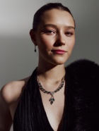 Набор 2 предмета: серьги, колье «Листопад», ромб, изумрудно-белый в серебре, 45 см - Фото 2