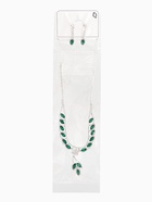 Набор 2 предмета: серьги, колье «Листопад», ромб, изумрудно-белый в серебре, 45 см - Фото 11