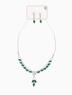 Набор 2 предмета: серьги, колье «Листопад», ромб, изумрудно-белый в серебре, 45 см - Фото 6