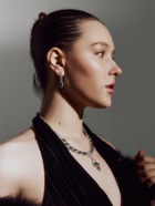 Набор 2 предмета: серьги, колье «Листопад», ромб, изумрудно-белый в серебре, 45 см - Фото 9