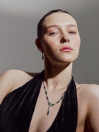 Набор 2 предмета: серьги, колье «Листопад», ромб, изумрудно-белый в серебре, 45 см - Фото 10