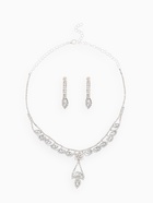 Набор 2 предмета: серьги, колье «Листопад» ромб, цвет белый в серебре, 45 см - Фото 1