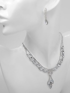 Набор 2 предмета: серьги, колье «Листопад» ромб, цвет белый в серебре, 45 см - Фото 2