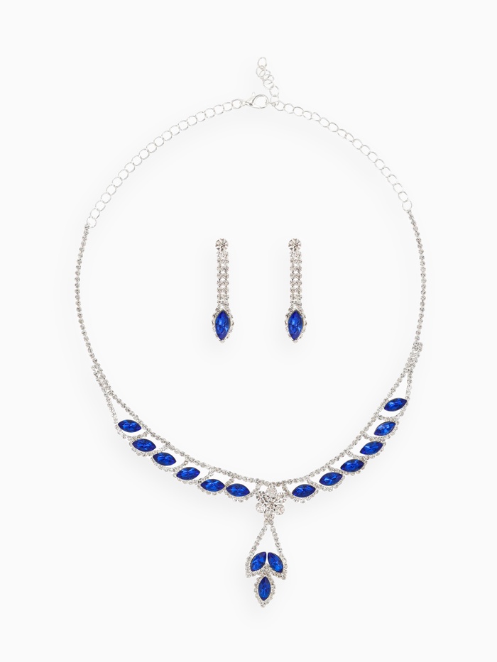 Набор 2 предмета: серьги, колье «Листопад», ромб, сине-белый в серебре, 45 см - Фото 1