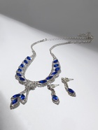 Набор 2 предмета: серьги, колье «Листопад» ромб, цвет сине-белый в серебре, 45 см - Фото 3