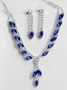 Набор 2 предмета: серьги, колье «Листопад» ромб, цвет сине-белый в серебре, 45 см - Фото 7