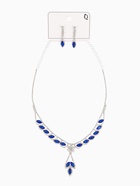 Набор 2 предмета: серьги, колье «Листопад», ромб, сине-белый в серебре, 45 см - Фото 6