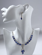 Набор 2 предмета: серьги, колье «Листопад», ромб, сине-белый в серебре, 45 см - Фото 8