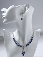 Набор 2 предмета: серьги, колье «Листопад» ромб, цвет сине-белый в серебре, 45 см - Фото 8