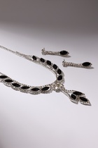 Набор 2 предмета: серьги, колье «Листопад» ромб, цвет чёрно-белый в серебре, 45 см - Фото 10