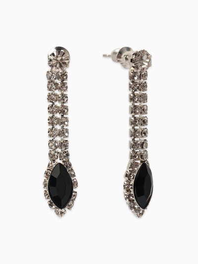 Набор 2 предмета: серьги, колье «Листопад», ромб, чёрно-белый в серебре, 45 см