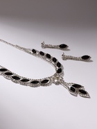 Набор 2 предмета: серьги, колье «Листопад» ромб, цвет чёрно-белый в серебре, 45 см - Фото 6