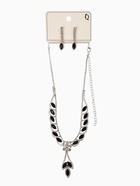 Набор 2 предмета: серьги, колье «Листопад» ромб, цвет чёрно-белый в серебре, 45 см - Фото 8