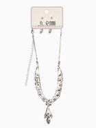 Набор 2 предмета: серьги, колье «Листопад» ромб, цвет чёрно-белый в серебре, 45 см - Фото 9