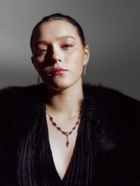 Набор 2 предмета: серьги, колье «Листопад» тонкий ромб, цвет красно-белый в серебре, 45 см - Фото 2