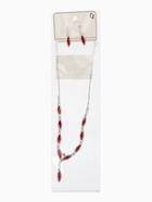 Набор 2 предмета: серьги, колье «Листопад» тонкий ромб, цвет красно-белый в серебре, 45 см - Фото 12