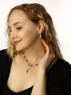 Набор 2 предмета: серьги, колье «Листопад» тонкий ромб, цвет красно-белый в серебре, 45 см - Фото 8