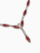 Набор 2 предмета: серьги, колье «Листопад» тонкий ромб, цвет красно-белый в серебре, 45 см - Фото 5