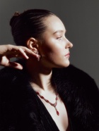 Набор 2 предмета: серьги, колье «Листопад» тонкий ромб, цвет красно-белый в серебре, 45 см - Фото 10