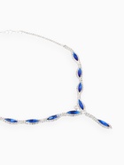 Набор 2 предмета: серьги, колье «Листопад» тонкий ромб, цвет сине-белый в серебре, 45 см - Фото 3