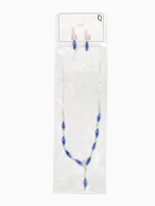 Набор 2 предмета: серьги, колье «Листопад» тонкий ромб, цвет сине-белый в серебре, 45 см - Фото 7