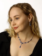 Набор 2 предмета: серьги, колье «Листопад» тонкий ромб, цвет сине-белый в серебре, 45 см - Фото 2