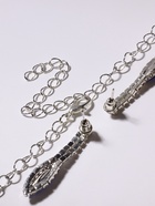 Набор 2 предмета: серьги, колье «Листопад» тонкий ромб, цвет сине-белый в серебре, 45 см - Фото 8