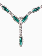 Набор 2 предмета: серьги, колье «Листопад» тонкий ромб, цвет зелёно-белый в серебре, 45 см - Фото 3