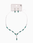 Набор 2 предмета: серьги, колье «Листопад» тонкий ромб, цвет зелёно-белый в серебре, 45 см - Фото 6