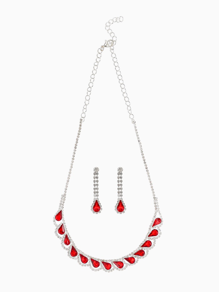 Набор 2 предмета: серьги, колье «Листопад» капли, красно-белый в серебре, 45 см - Фото 1