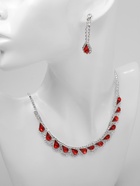 Набор 2 предмета: серьги, колье «Листопад» капли, красно-белый в серебре, 45 см - Фото 2