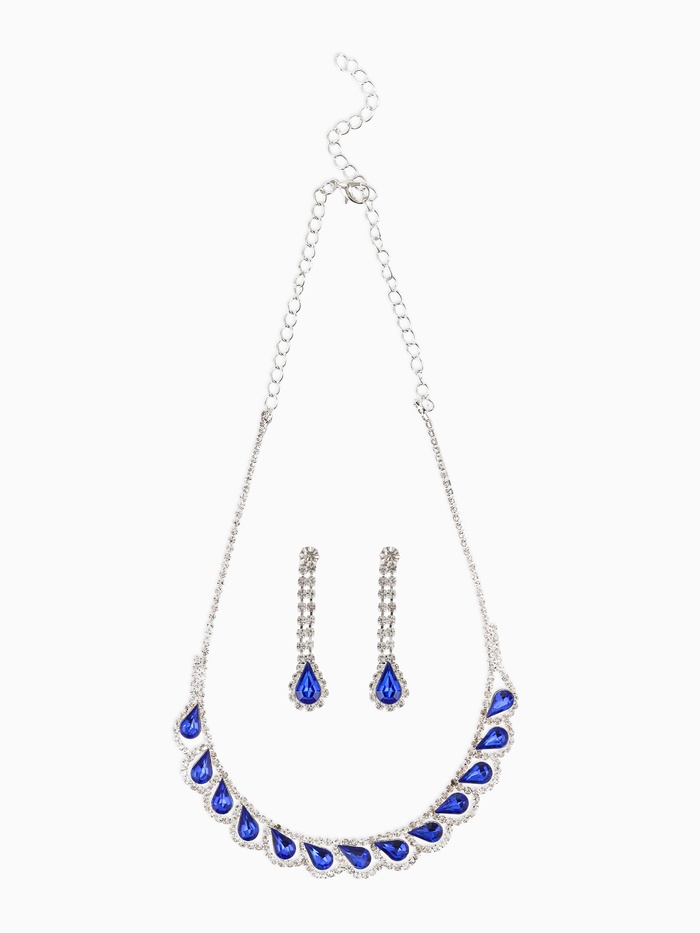 Набор 2 предмета: серьги, колье «Листопад» капли, сине-белый в серебре, 45 см - Фото 1
