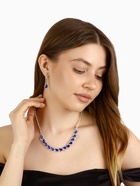 Набор 2 предмета: серьги, колье «Листопад» капли, сине-белый в серебре, 45 см - Фото 2