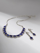 Набор 2 предмета: серьги, колье «Листопад» капли, сине-белый в серебре, 45 см - Фото 4