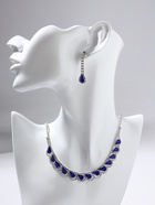 Набор 2 предмета: серьги, колье «Листопад» капли, сине-белый в серебре, 45 см - Фото 6