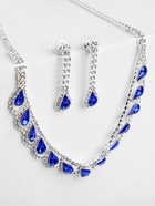Набор 2 предмета: серьги, колье «Листопад» капли, цвет сине-белый в серебре, 45 см - фото 61869084