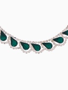 Набор 2 предмета: серьги, колье «Листопад» капли, зелёно-белый в серебре, 45 см - Фото 2