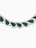 Набор 2 предмета: серьги, колье «Листопад», капли, зелёно-белый в серебре, 45 см - Фото 3