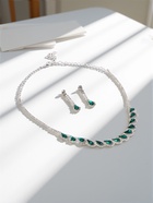 Набор 2 предмета: серьги, колье «Листопад» капли, зелёно-белый в серебре, 45 см - Фото 6