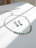 Набор 2 предмета: серьги, колье «Листопад», капли, зелёно-белый в серебре, 45 см  (артикул 4994101)  большой выбор товаров оптом и в розницу по низким ценам с доставкой