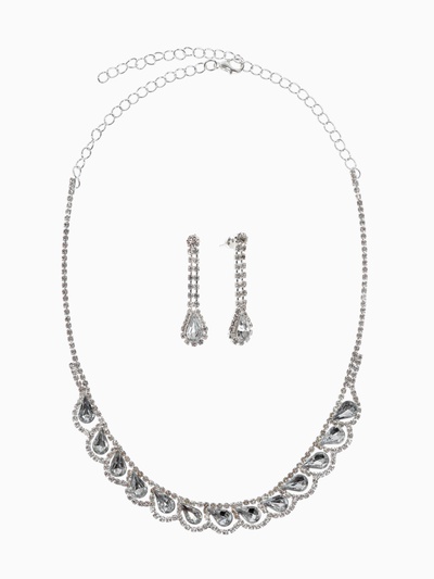 Набор 2 предмета: серьги, колье «Листопад», капли, белый в серебре, 45 см